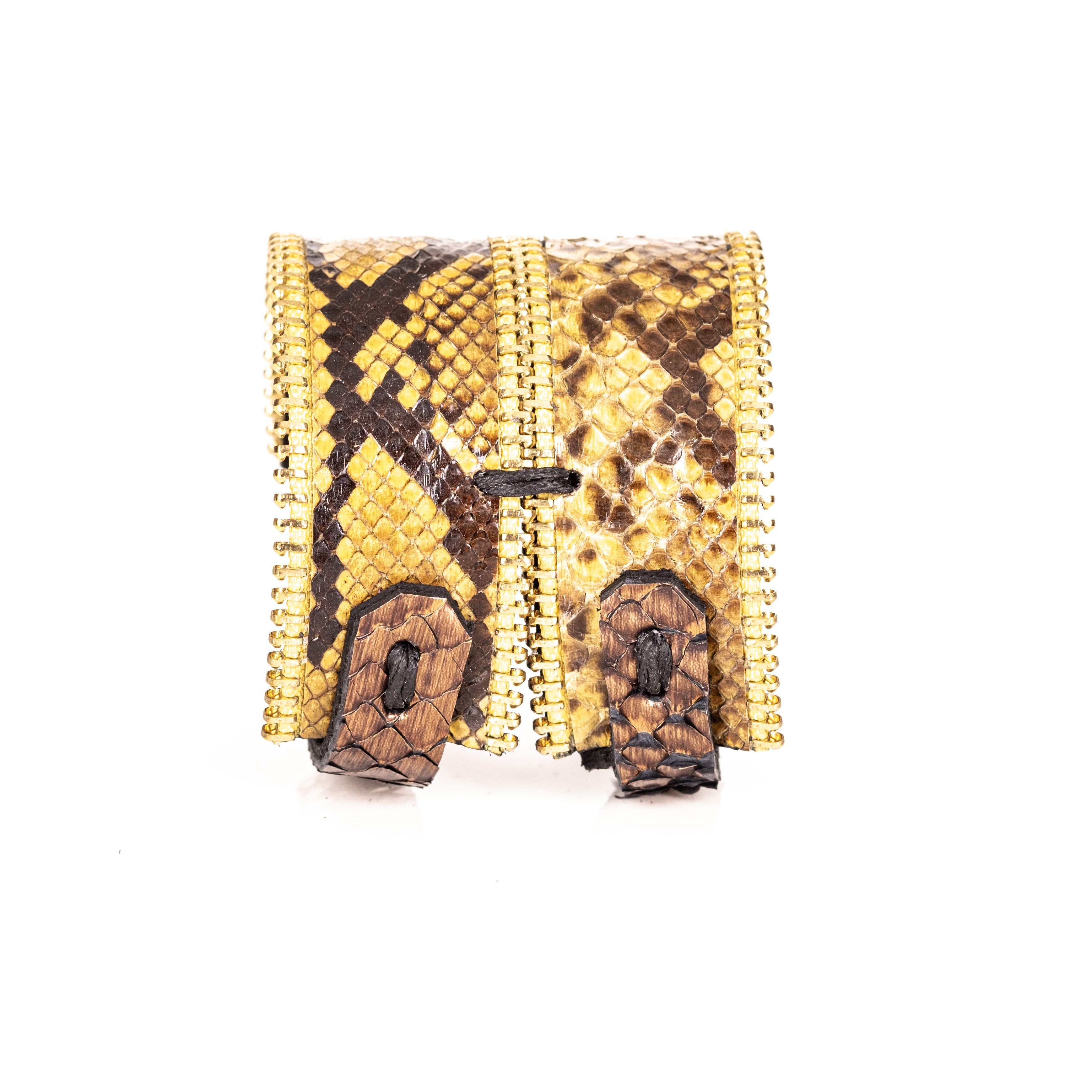 The Python Queen Gold-Edged Leather Cuff