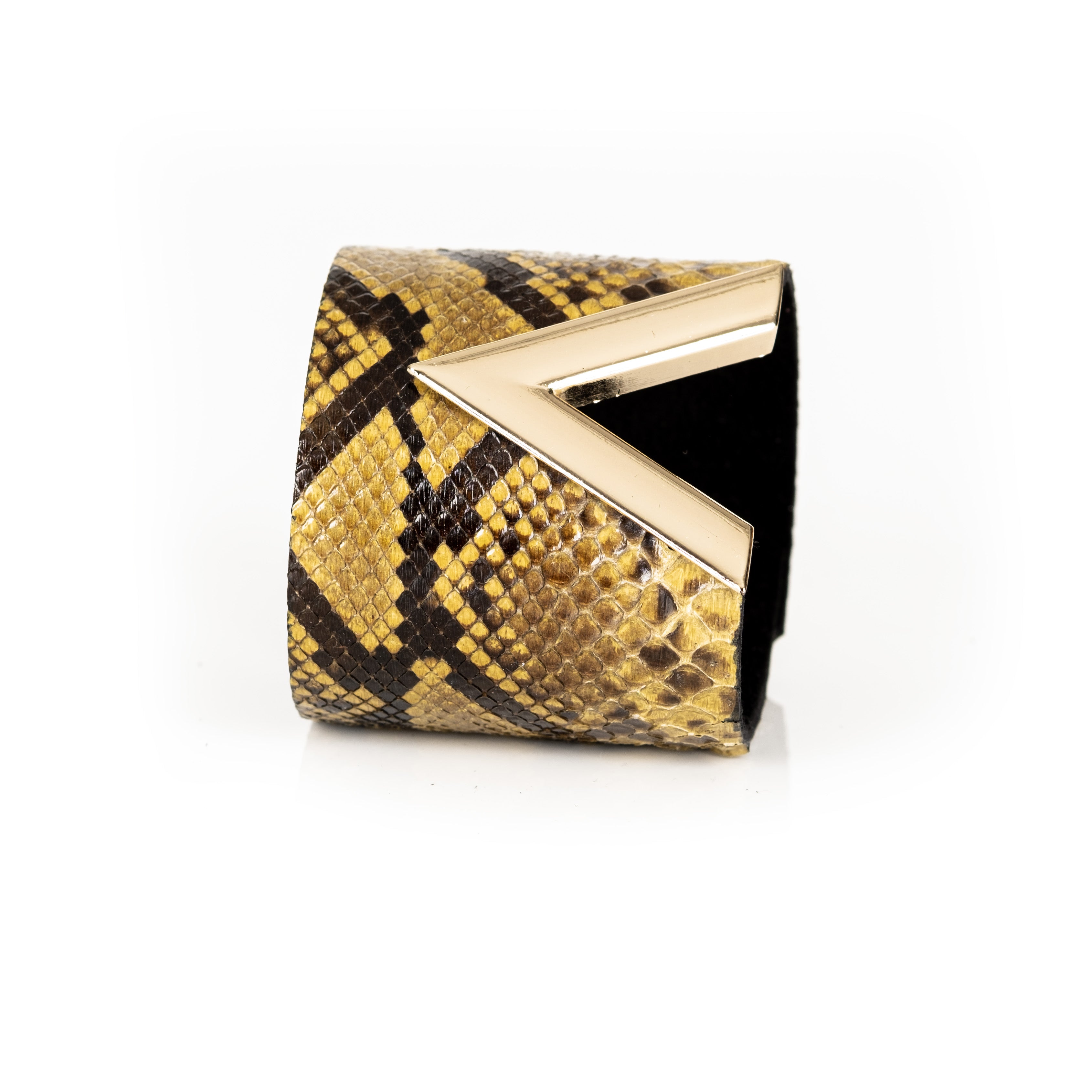 The Viper Strike Gold Python Leather Cuff