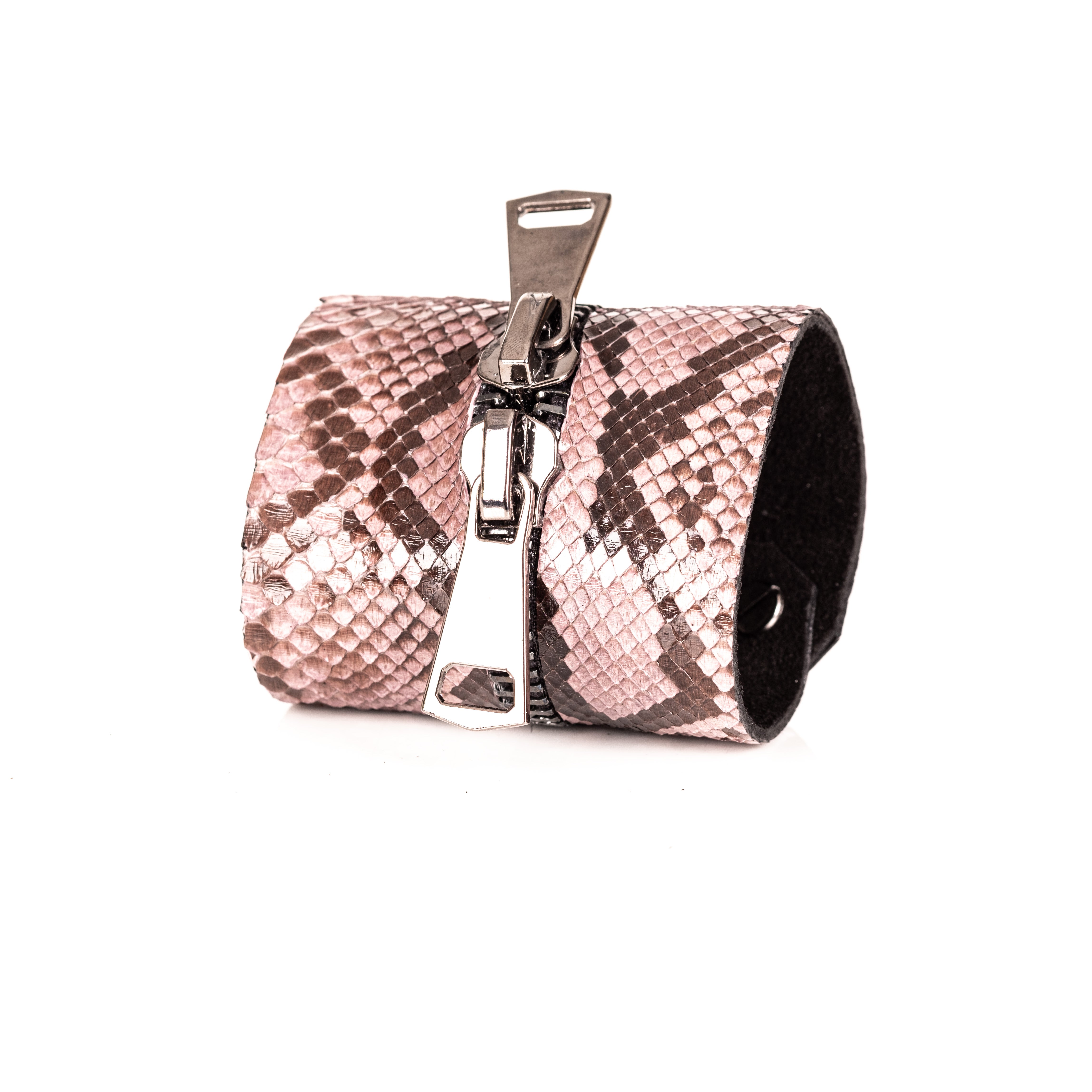 The Blush Zip Pink Python Leather Cuff