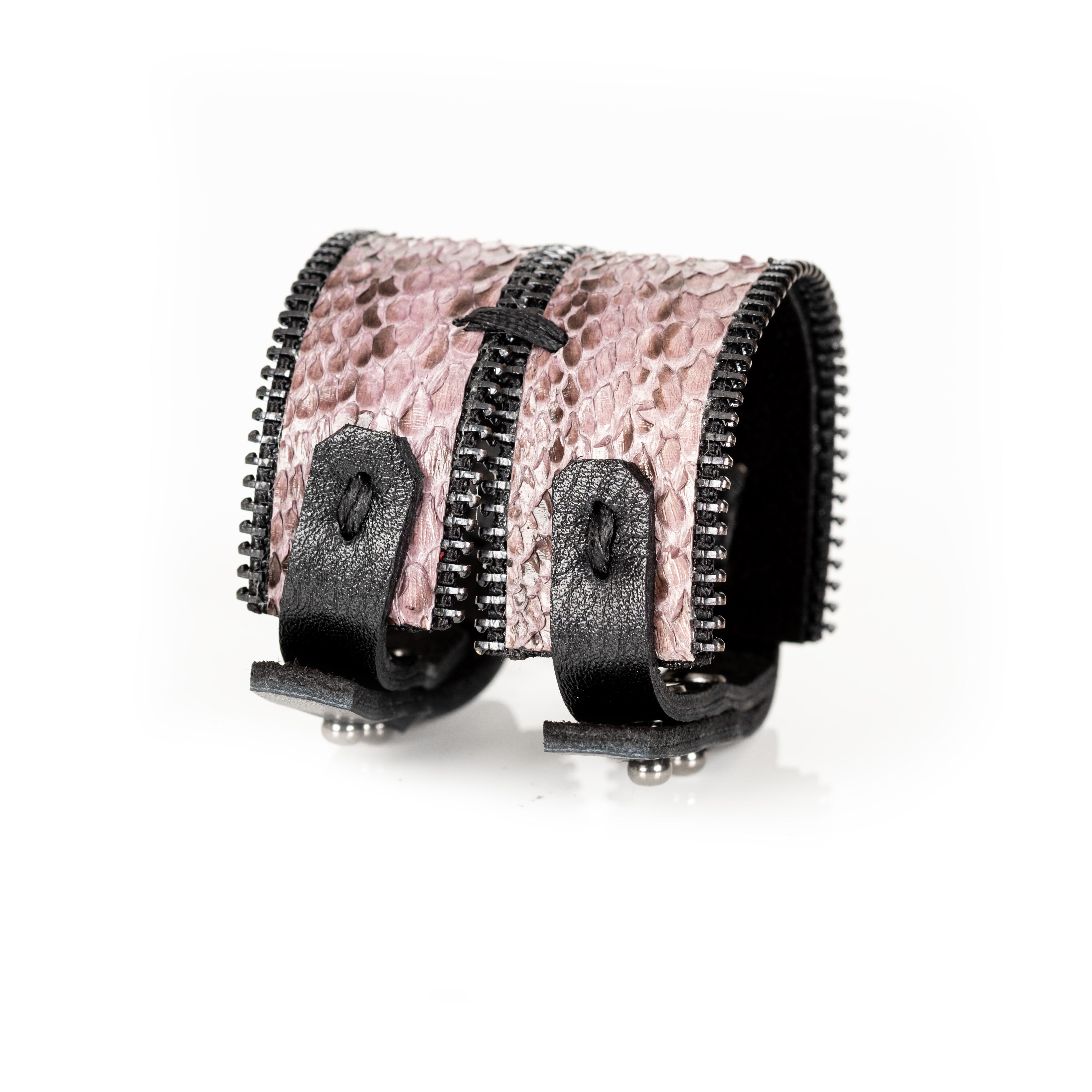 The Blush Venom II Dual Zip Python Leather Cuff