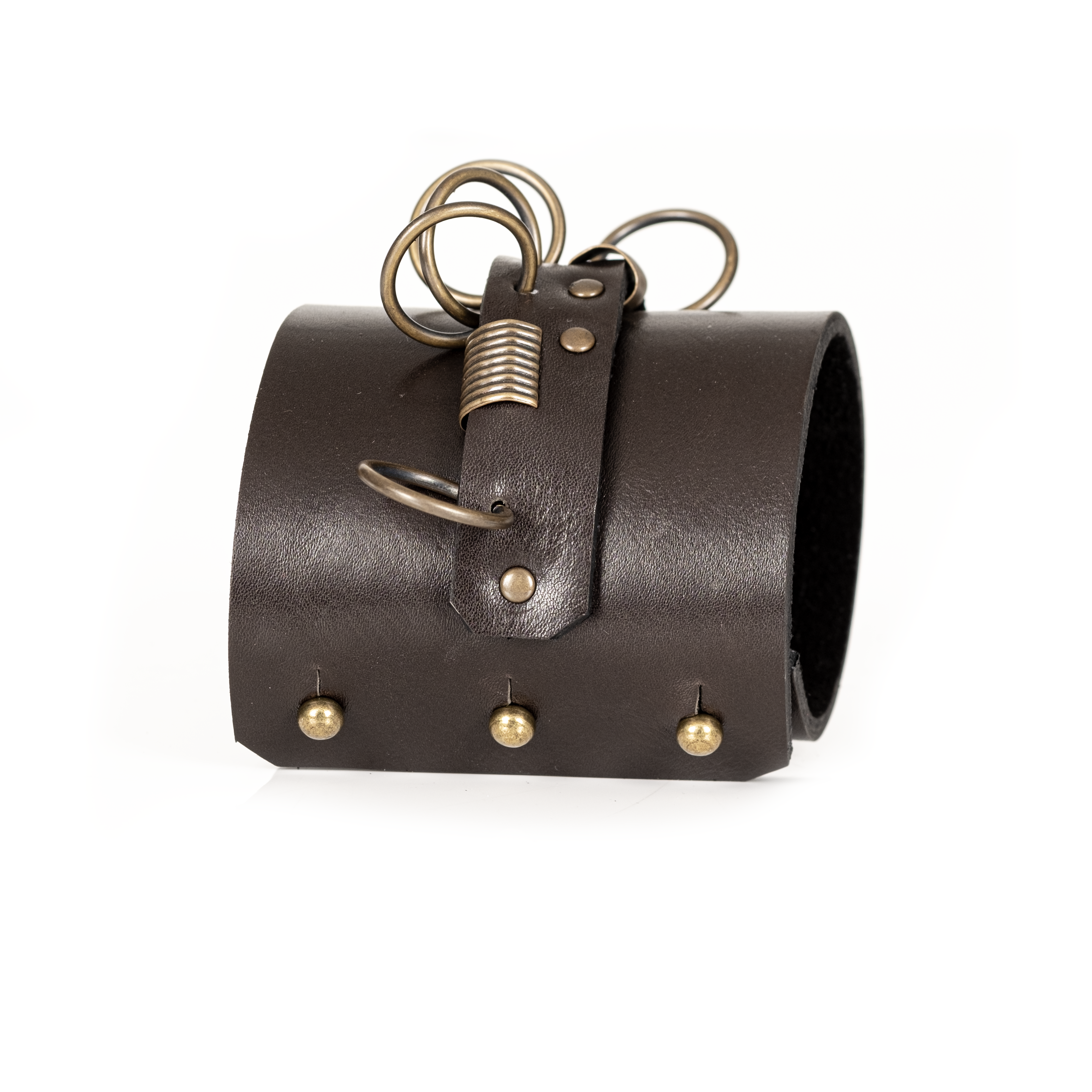 Industrial Edge Leather Cuff Brown Wide Bracelet