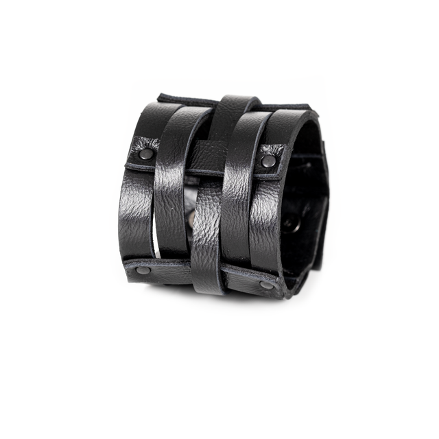 Men’s Black Woven Leather Cuff Bracelet