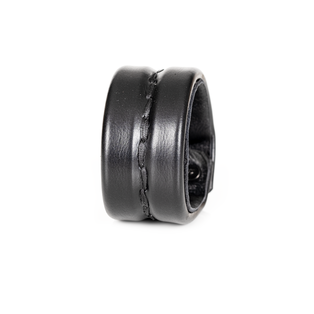 Men’s Black Padded Leather Cuff Center Stitch Channel