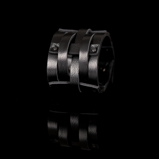 Men’s Black Woven Leather Cuff Bracelet