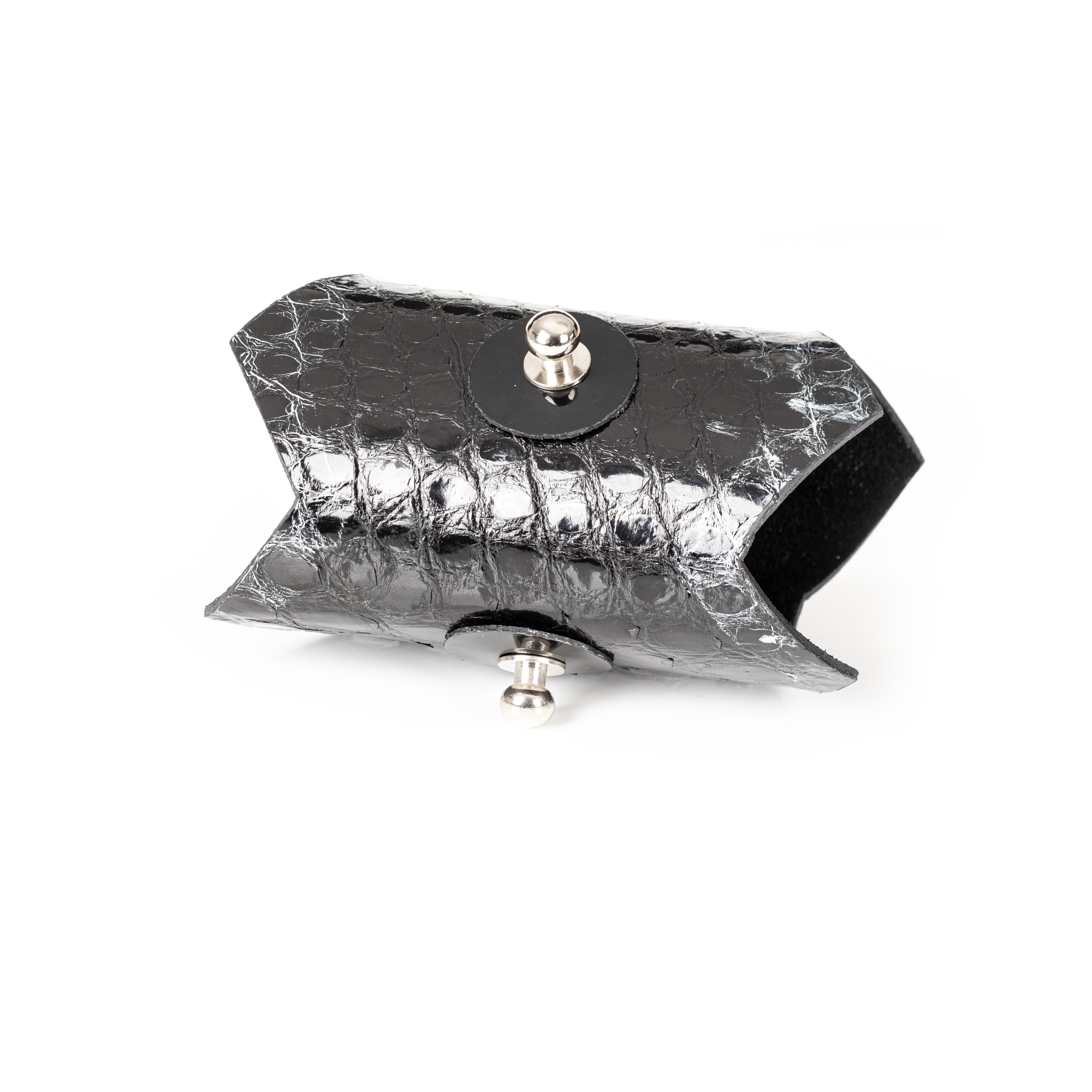 Crossbar Noir Leather Cuff Handcrafted Architectural Black