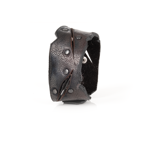 Rogue Edge Leather Cuff Handcrafted Black Genuine Leather