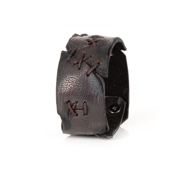 Rogue Stitch Leather Cuff Handcrafted Black Men’s Bracelet