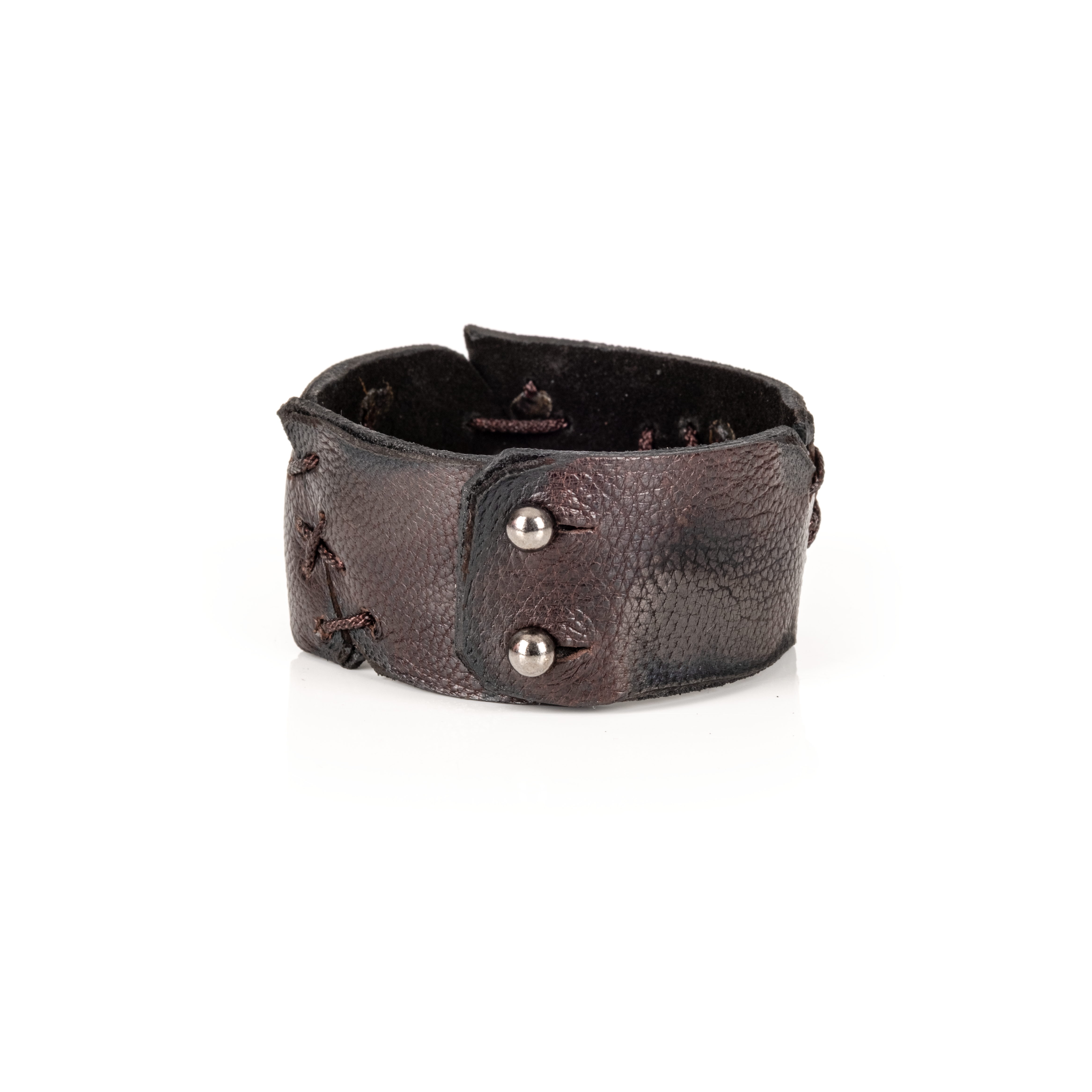 Rogue Stitch Leather Cuff Handcrafted Black Men’s Bracelet