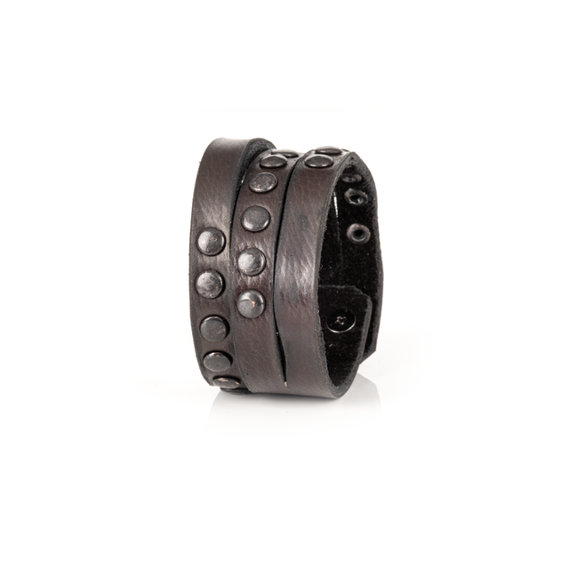 Rebel Stud Leather Cuff , Handcrafted Black Men’s Bracelet