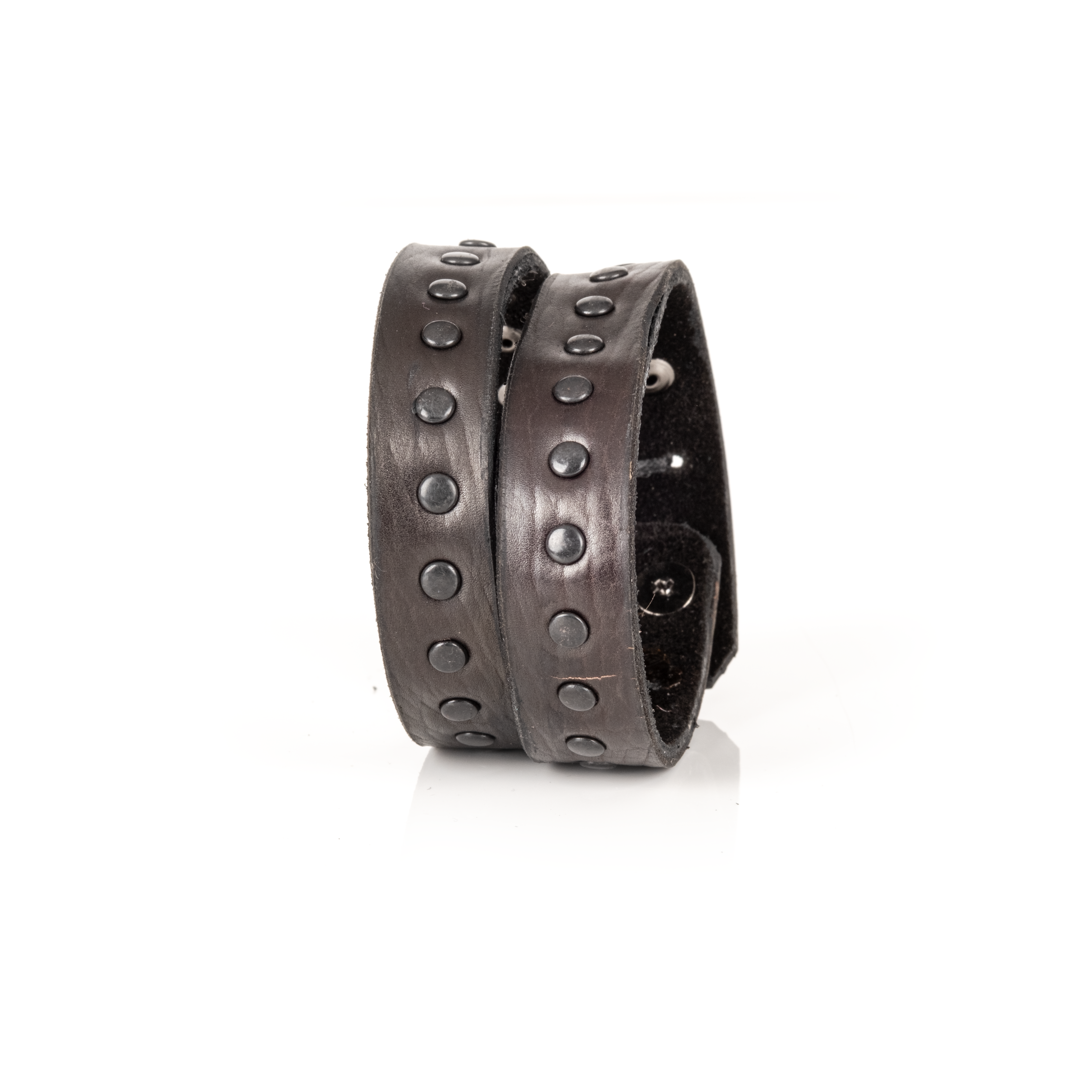 Iron Edge Leather Cuff Handcrafted Black Studded Men’s Cuff