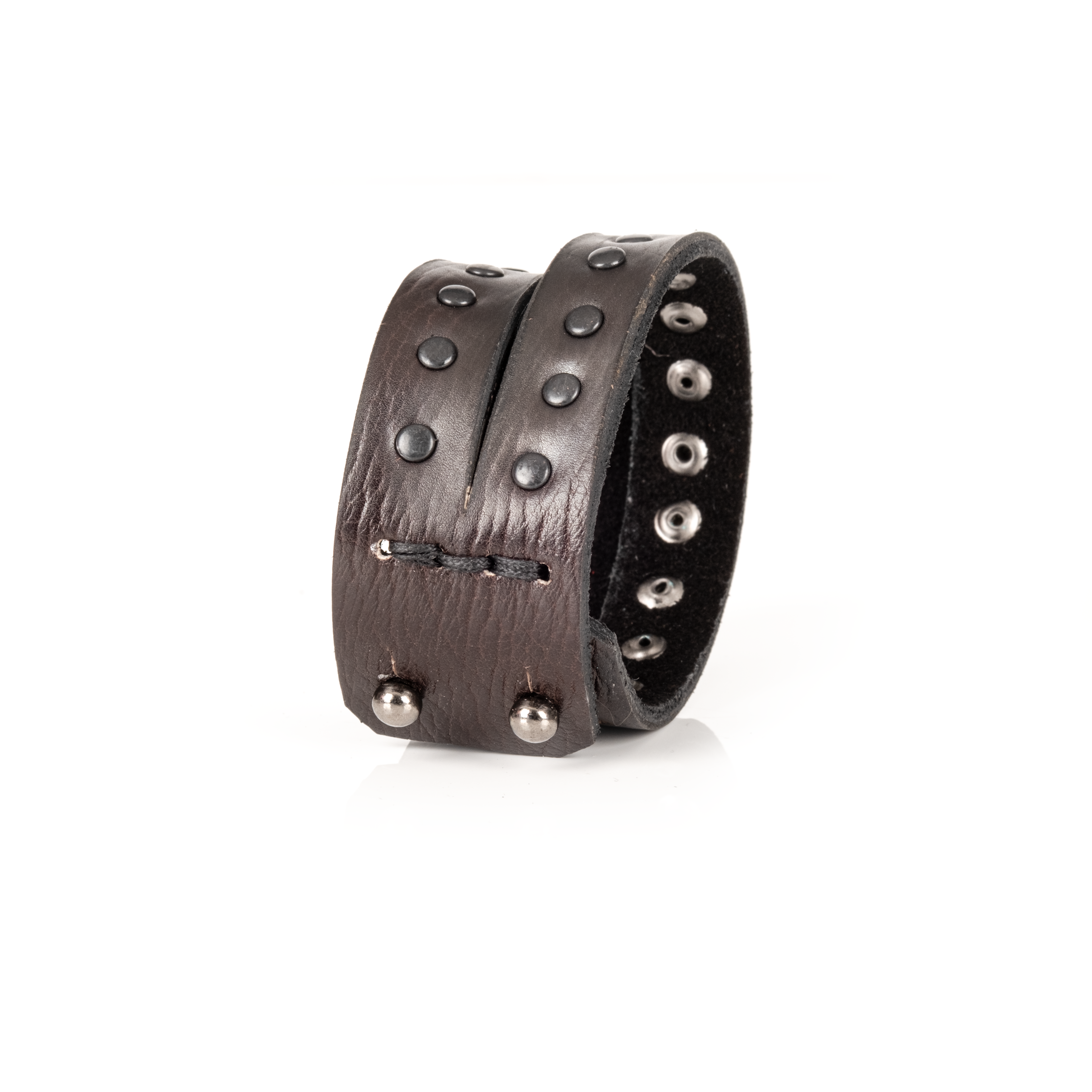 Iron Edge Leather Cuff Handcrafted Black Studded Men’s Cuff