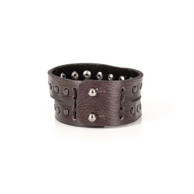 Iron Edge Leather Cuff Handcrafted Black Studded Men’s Cuff