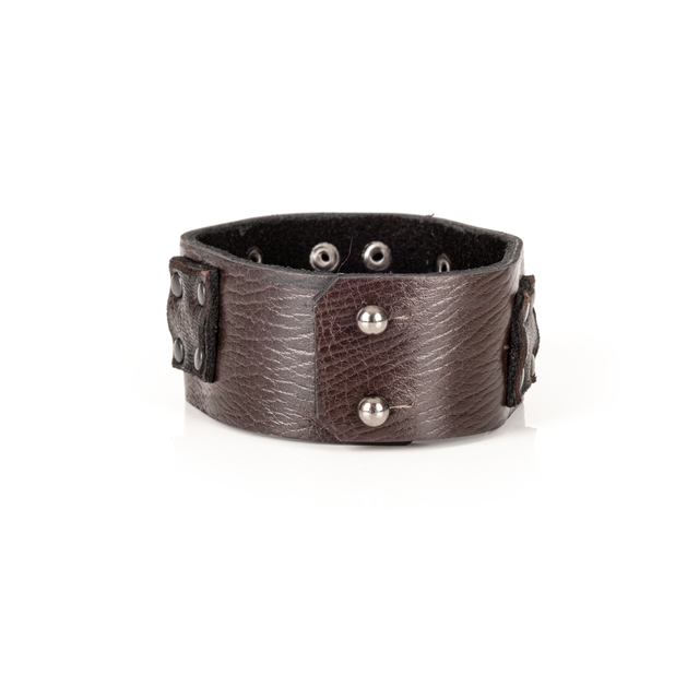 Iron Grid Leather Cuff Handcrafted Men’s Bracelet