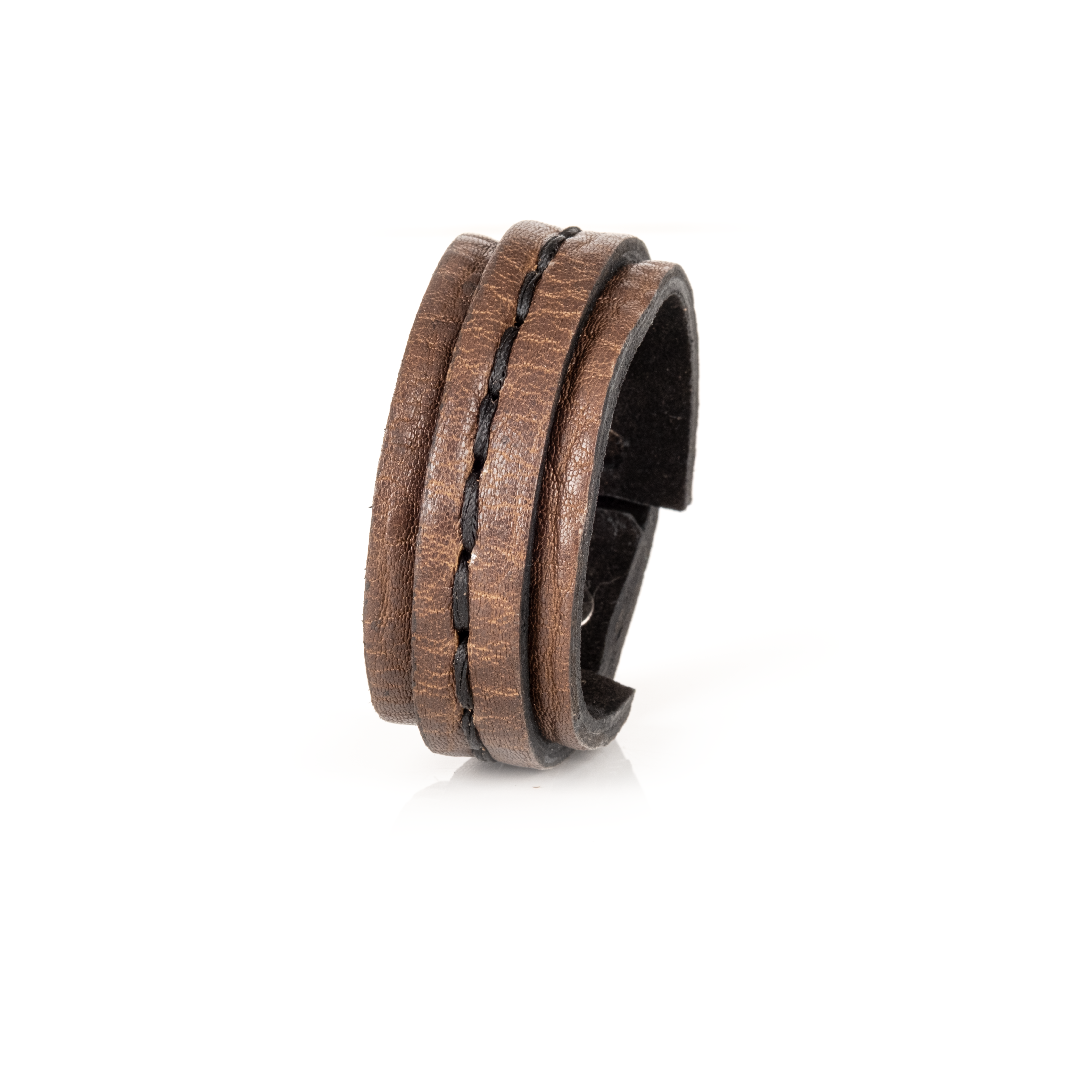 Rustic Edge Leather Cuff Handcrafted Brown Men’s Bracelet