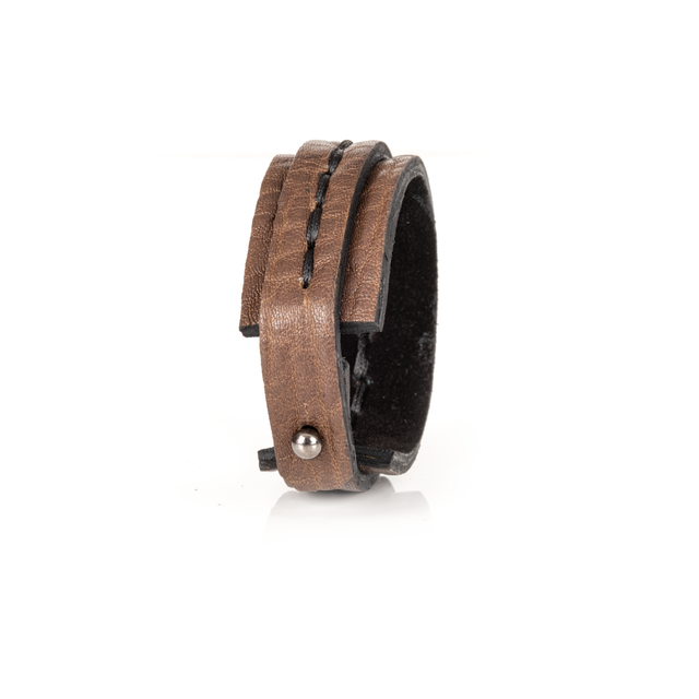 Rustic Edge Leather Cuff Handcrafted Brown Men’s Bracelet
