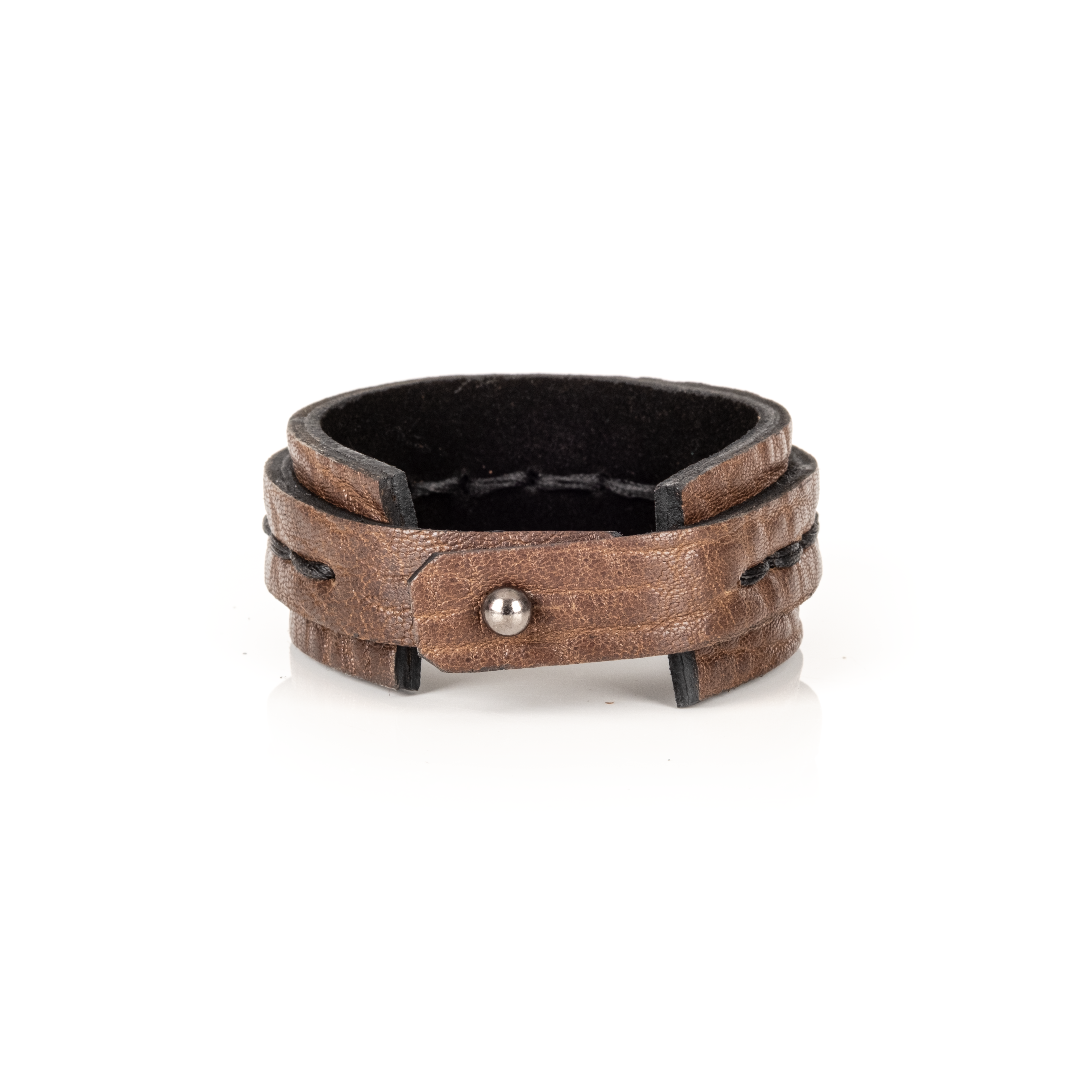 Rustic Edge Leather Cuff Handcrafted Brown Men’s Bracelet