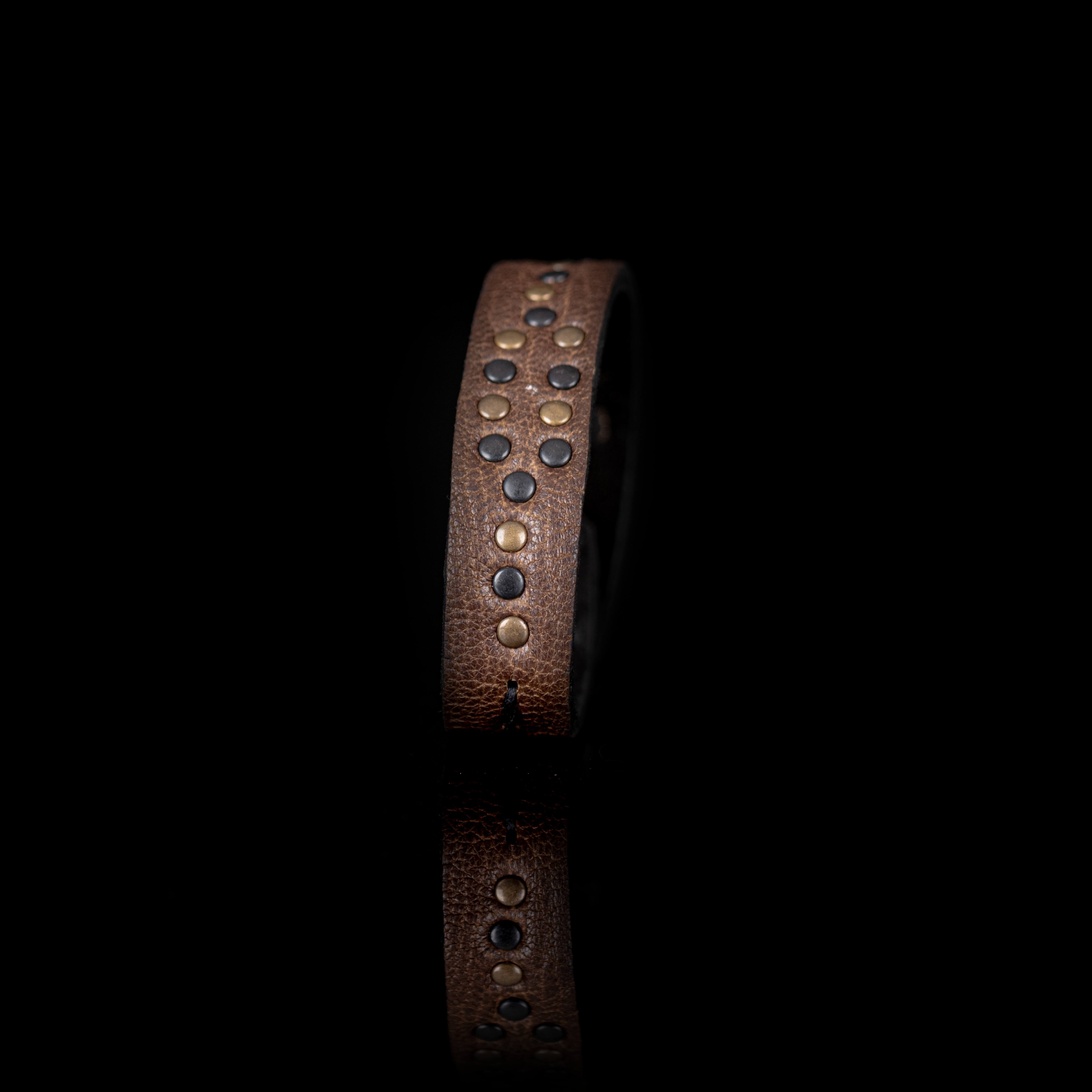 Urban Stud Leather Cuff Handcrafted Brown Men’s Bracelet