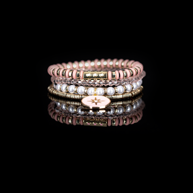 The Blush Star Pink & Pearl Layered Bracelet Set