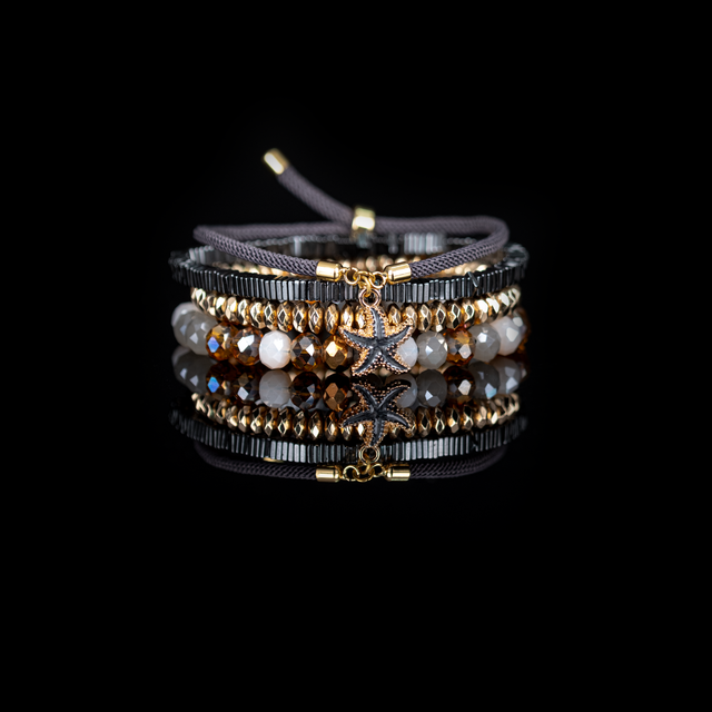 The Golden Tide Starfish Charm Layered Bracelet Set