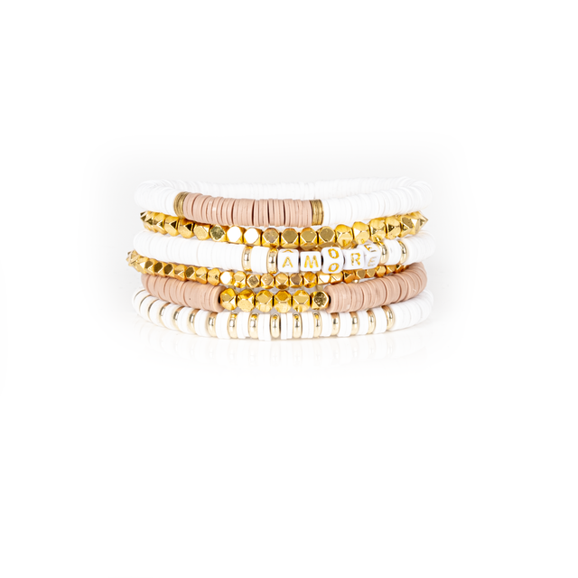 Layered Bead Stack Bracelet Amore Gold