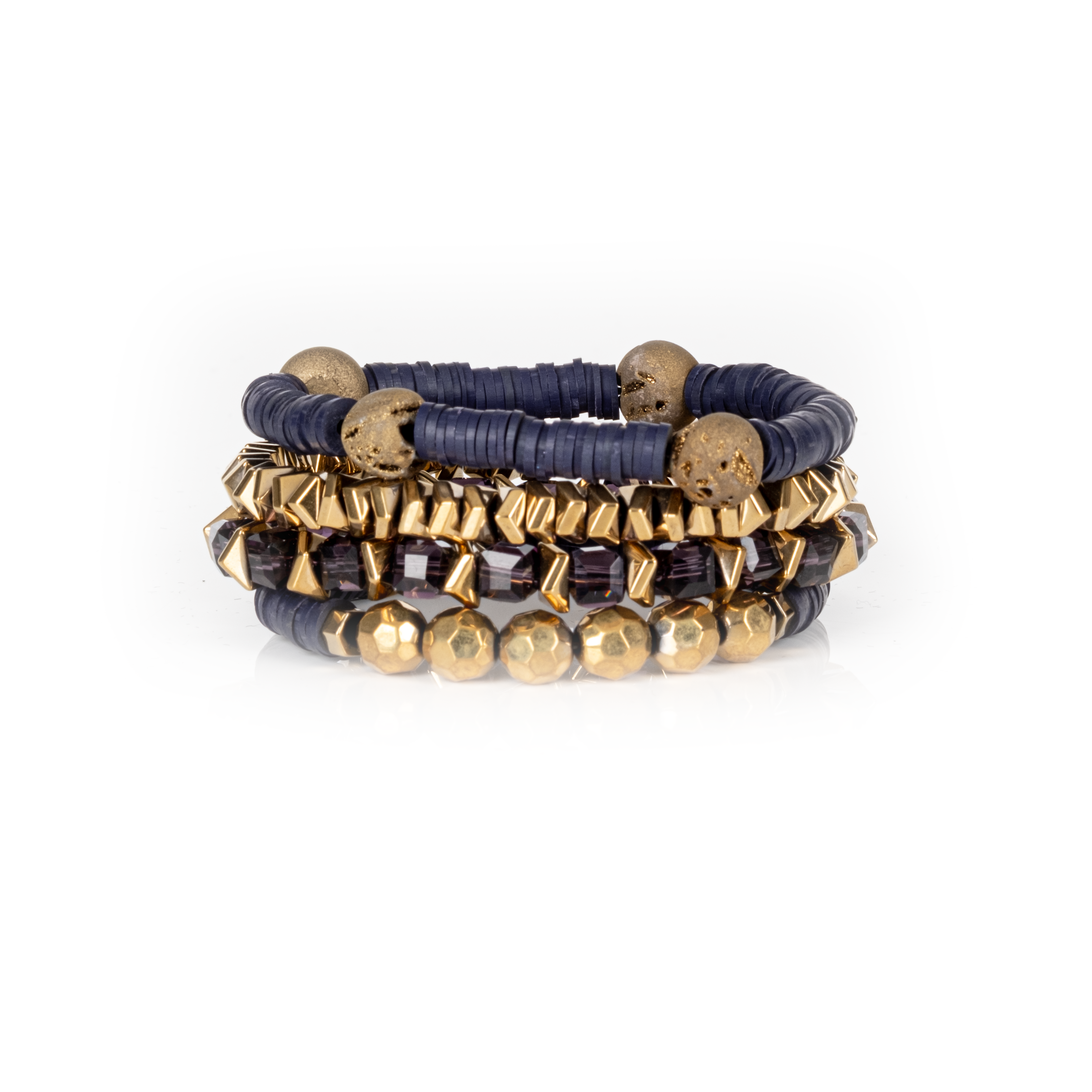 Layered Bead Stack Bracelet Midnight Gold