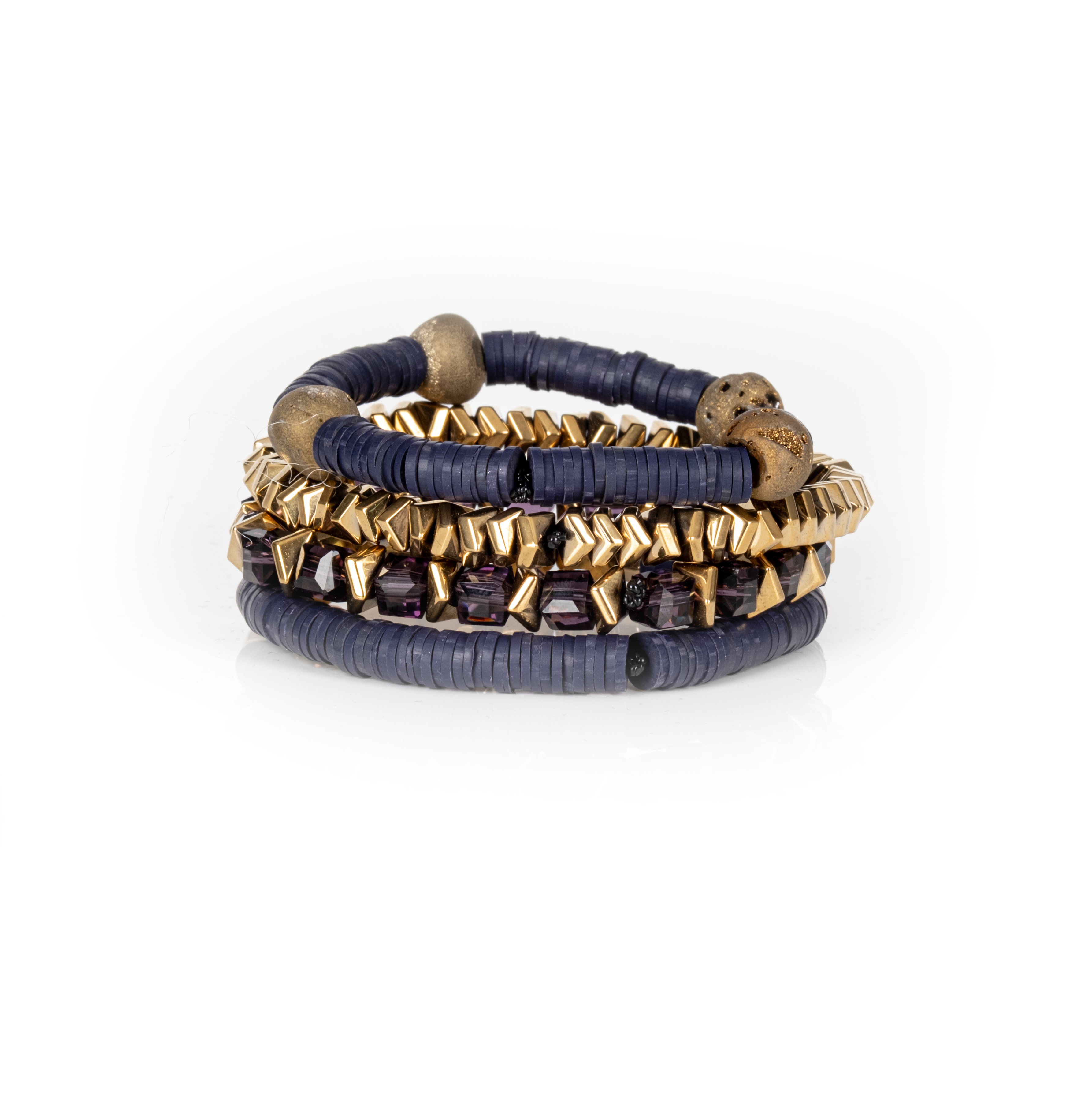 Layered Bead Stack Bracelet Midnight Gold