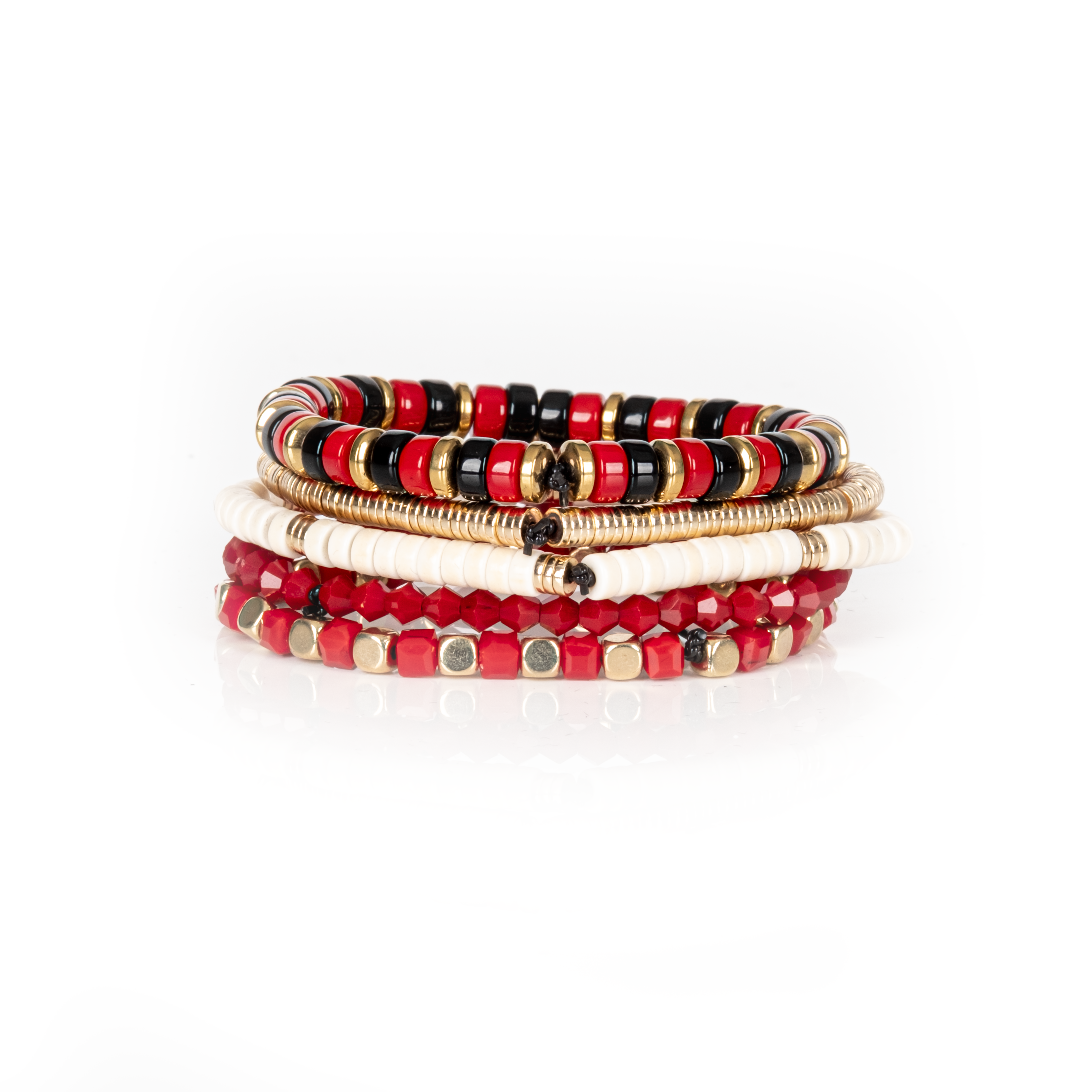 Layered Bead Stack Bracelet Red Ritual