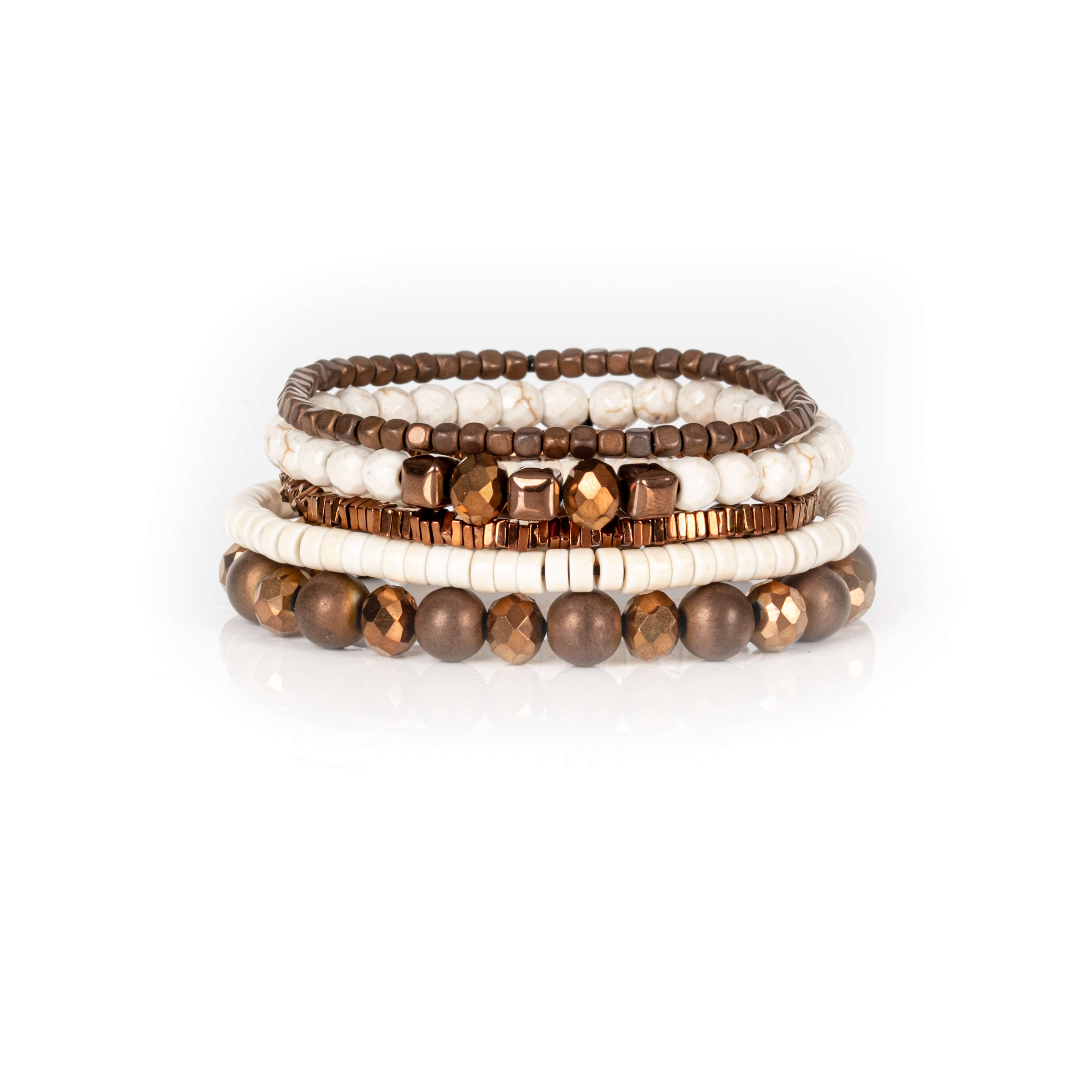 Layered Bead Stack Bracelet Raw Earth Copper