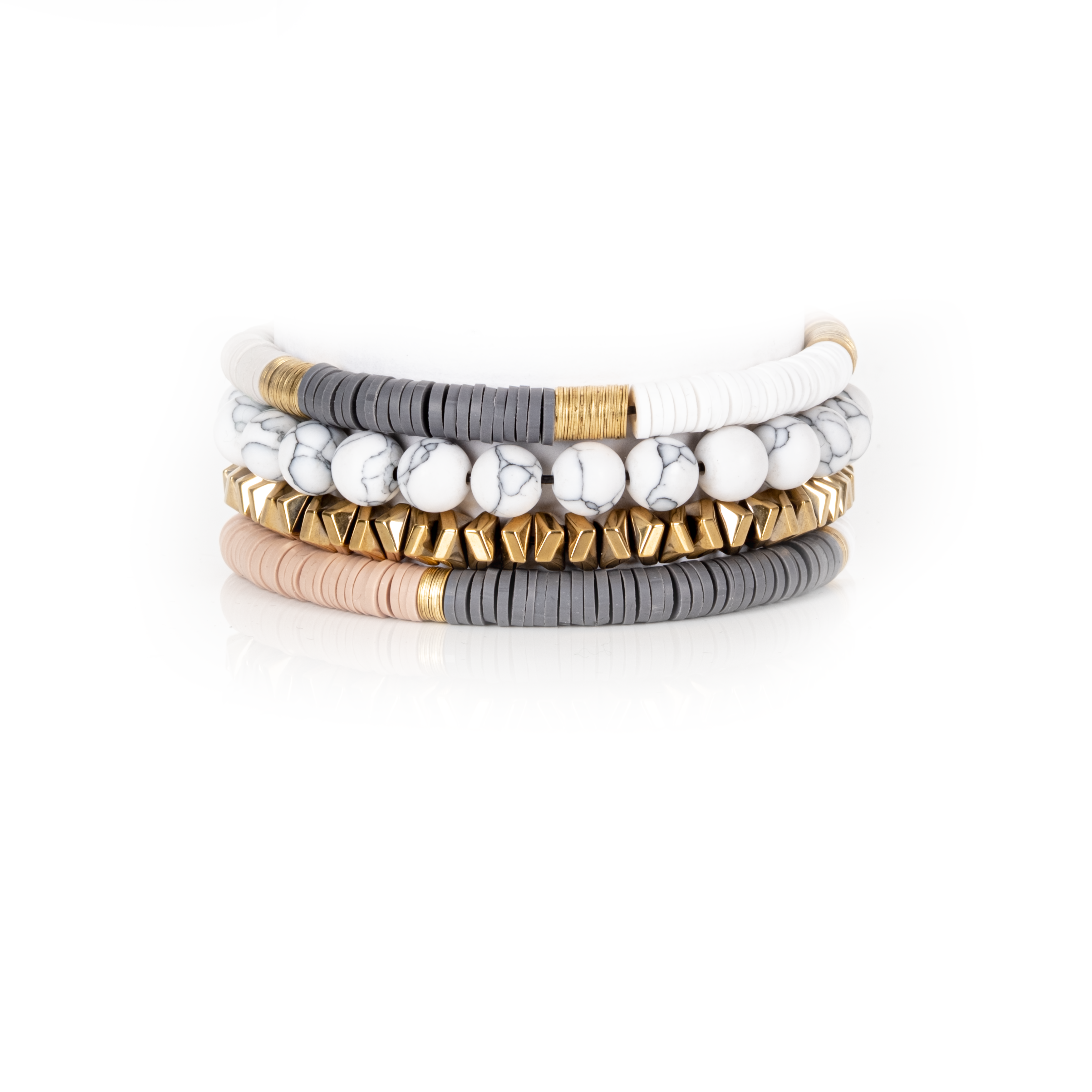 Marble Edge Gold Geometric Stack Bracelet