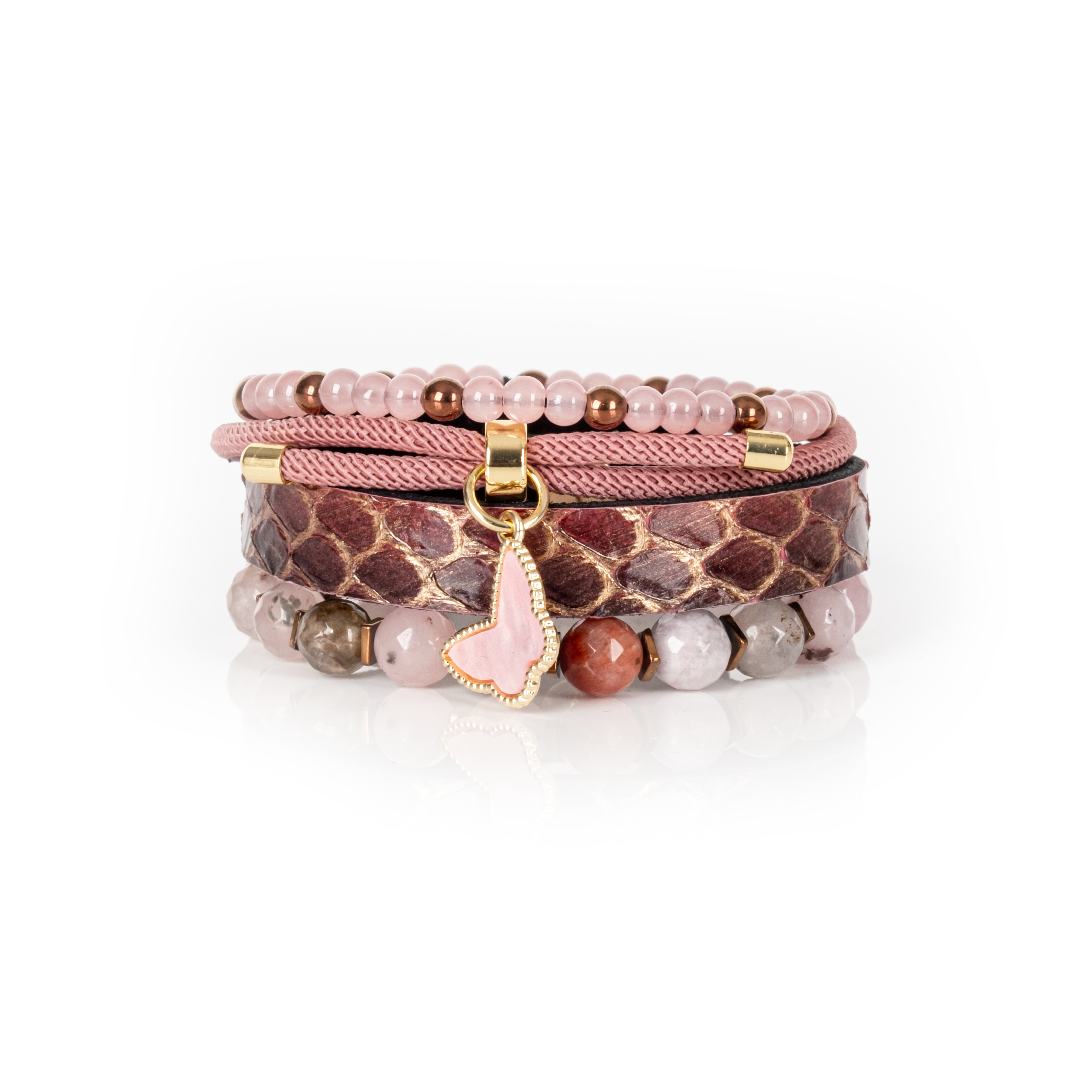 Blush Python Multi-Layer Bracelet Stack Rose & Gold