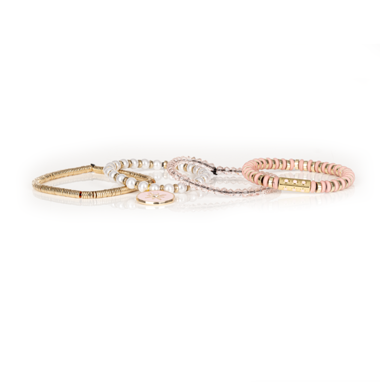 The Blush Star Pink & Pearl Layered Bracelet Set