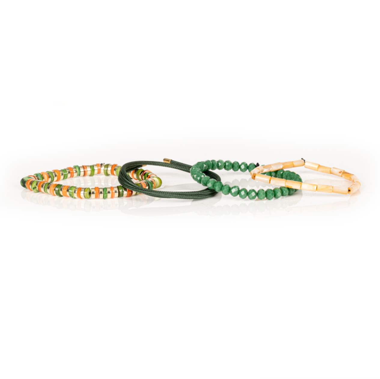 The Earthlight Green & Amber Layered Bracelet Set