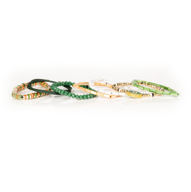 The Guardian Green & Gold Layered Bracelet Set