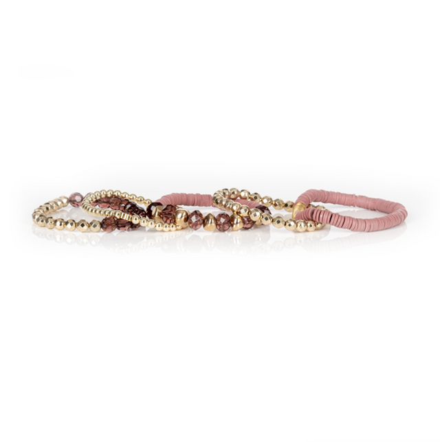 Layered Bead Stack Bracelet Blush Gold