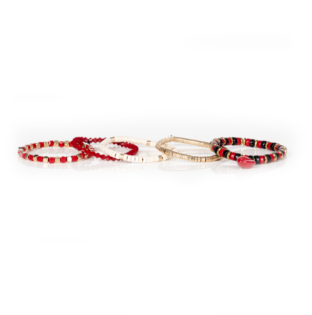 Layered Bead Stack Bracelet Red Ritual