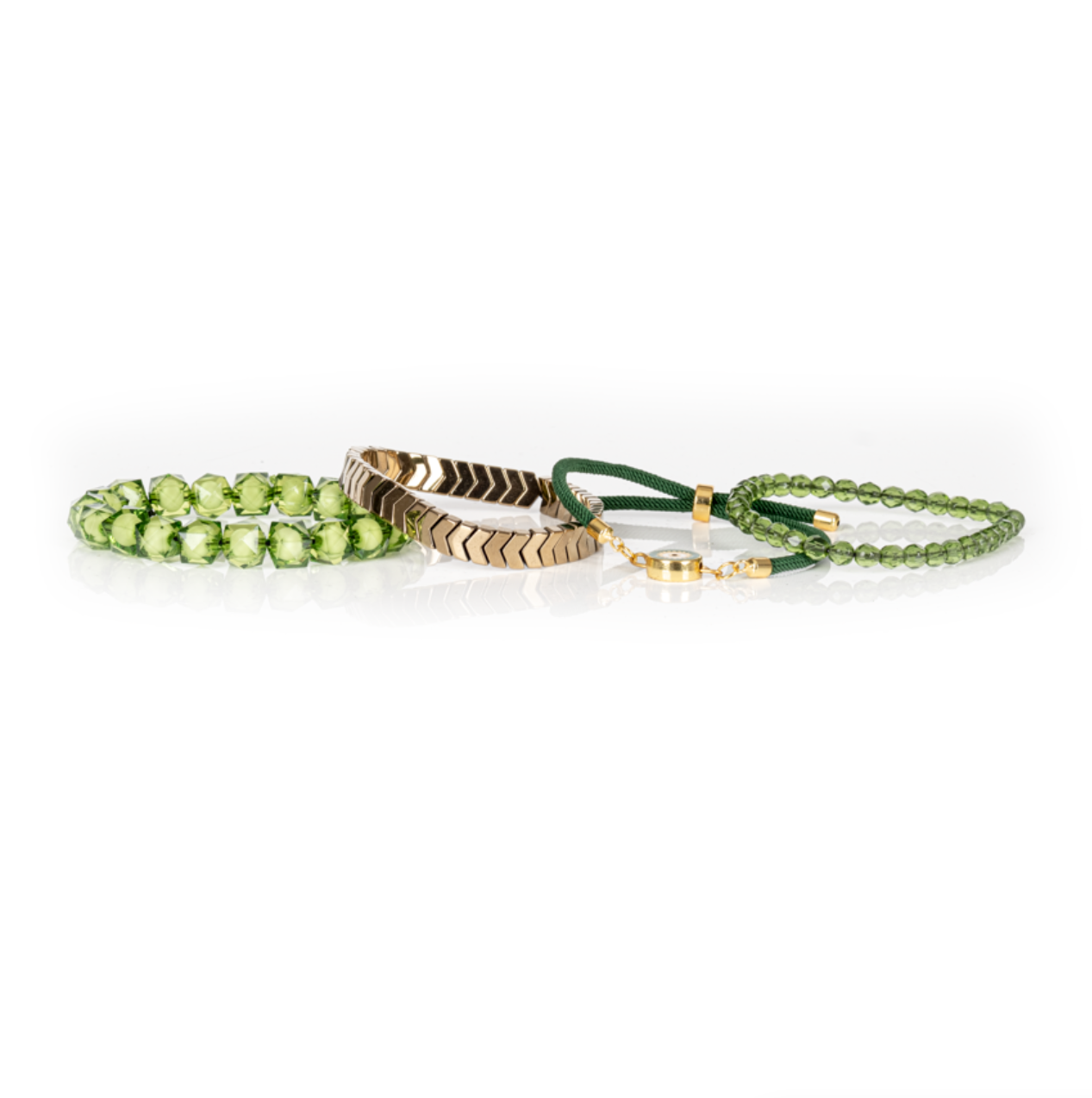 Layered Bead Stack Bracelet Green Sigil