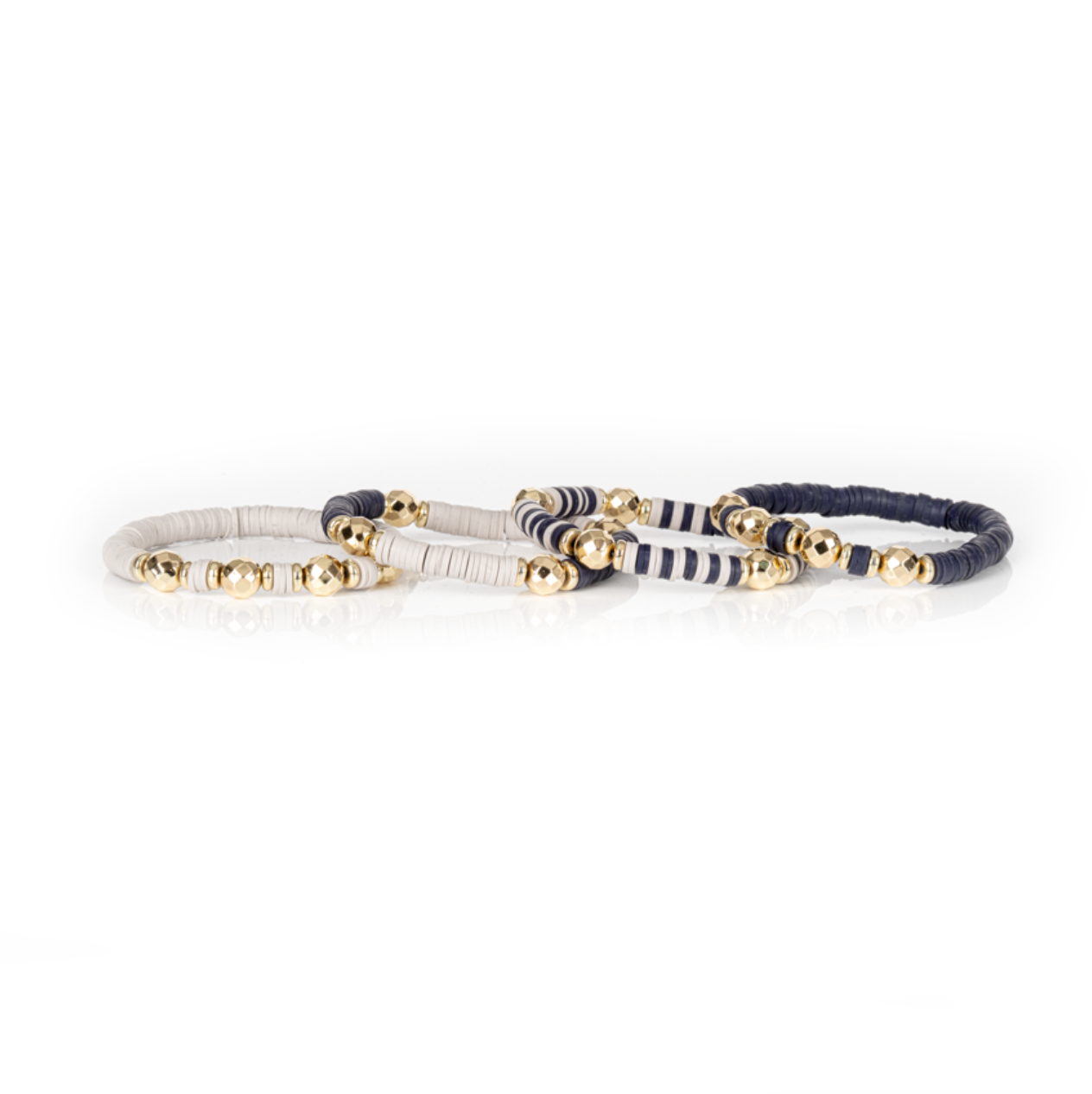 Layered Bead Stack Bracelet Navy Structure Gold