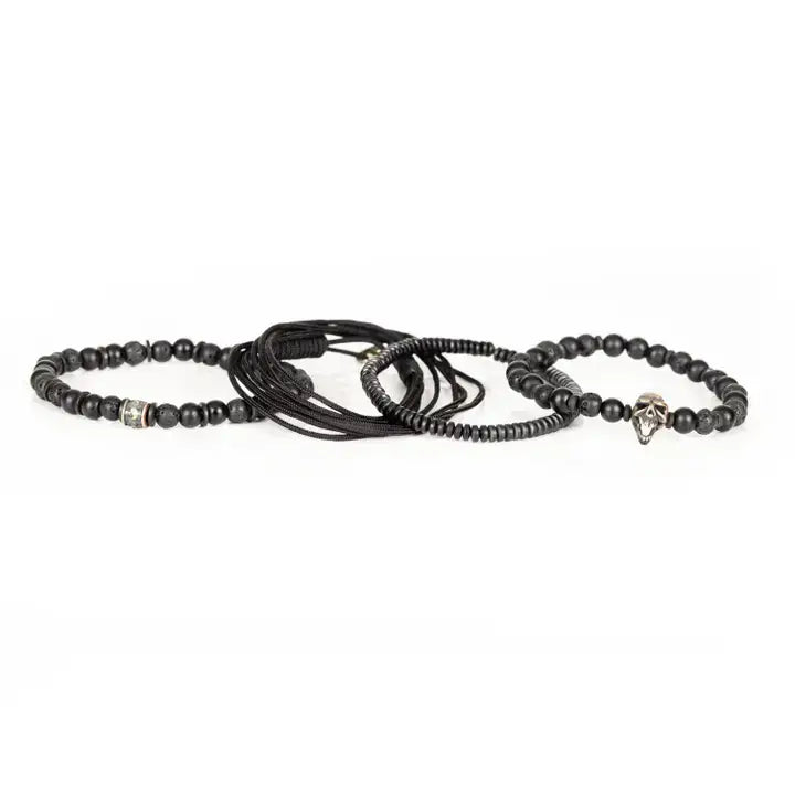 Iron Revenant Stack Bronze Skull Lava Stone & Tactical Cord