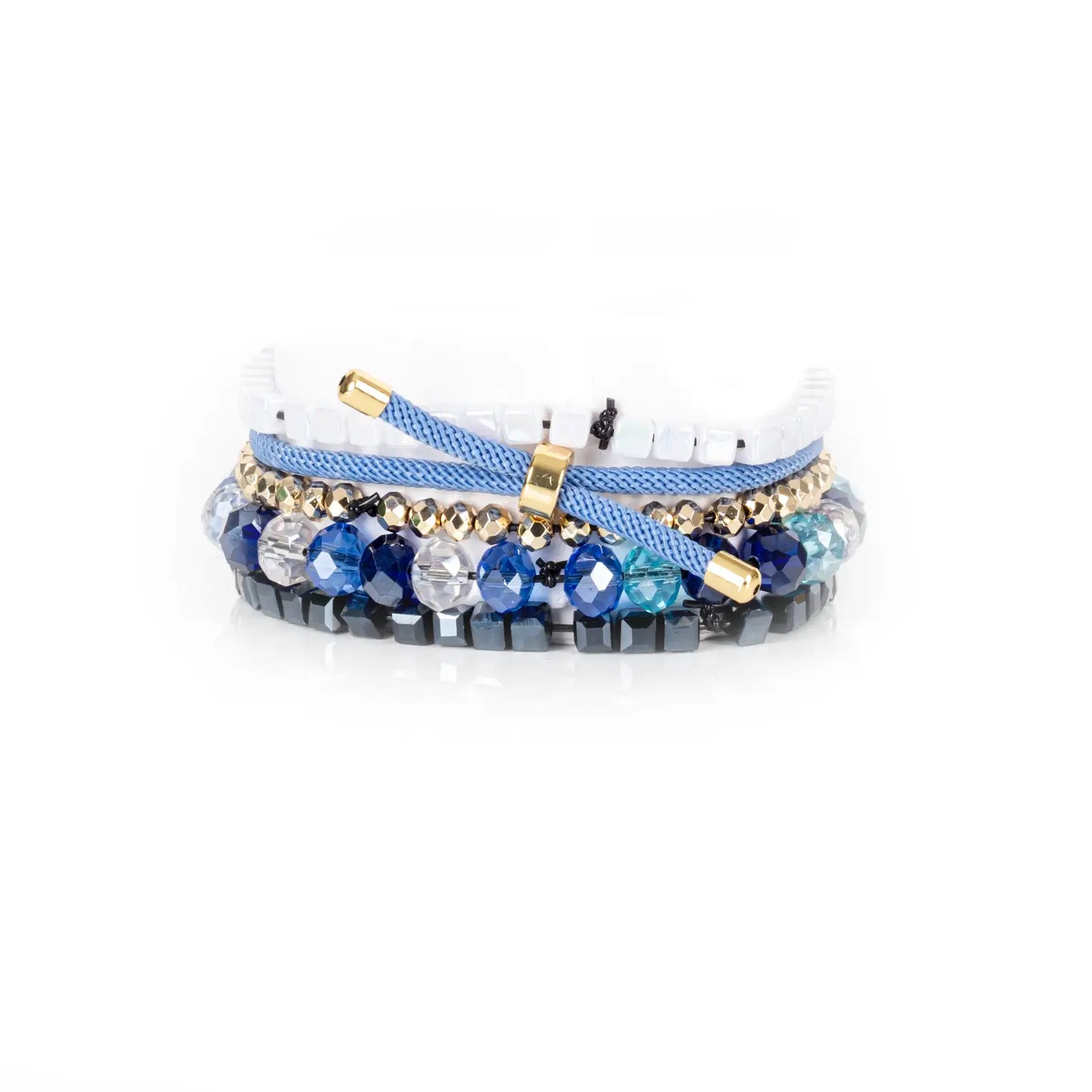 Blue Evil Eye Crystal Stack Bracelet
