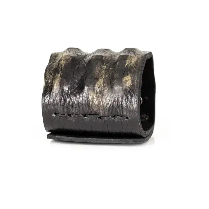 Distressed Black & Gold Wide Leather Cuff Artisan