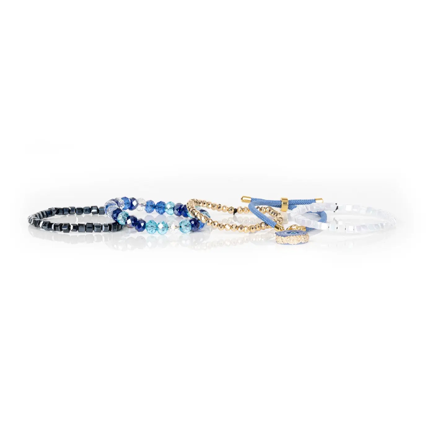 Blue Evil Eye Crystal Stack Bracelet