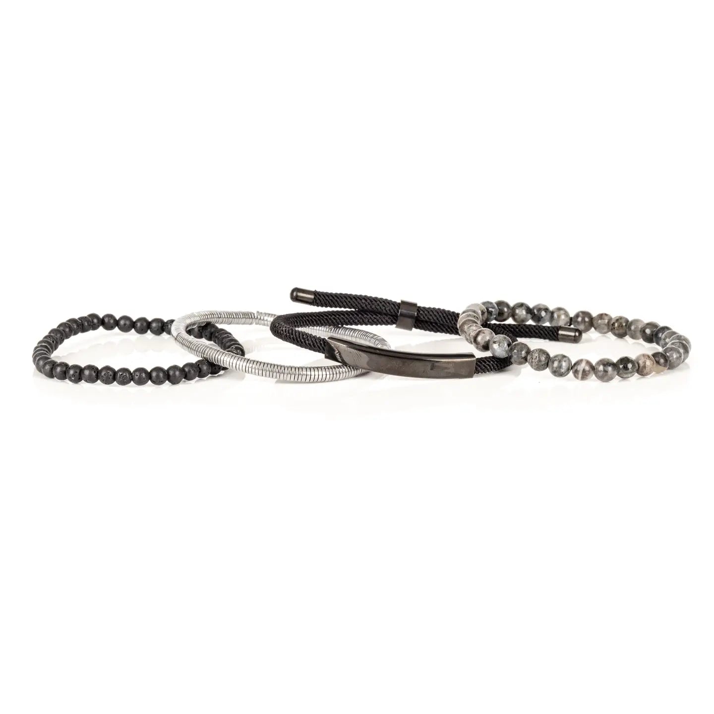 Iron Storm Men’s Bracelet Set Black Lava Hematite
