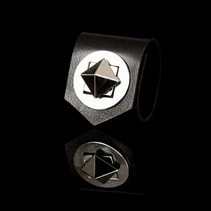 Obsidian Spire Pyramid Stud Leather Cuff