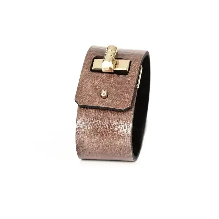 The Lockdown Brown Leather & Gold Hardware Bracelet