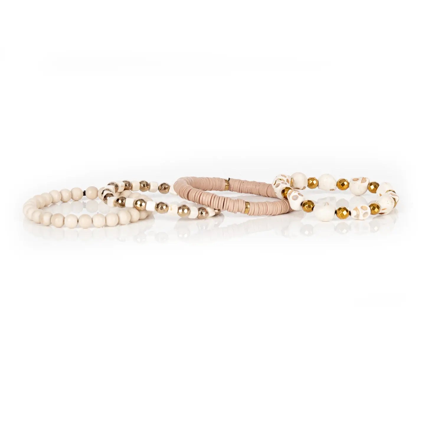 Ivory & Gold Beaded Bracelet Stack Soft Neutral Edition