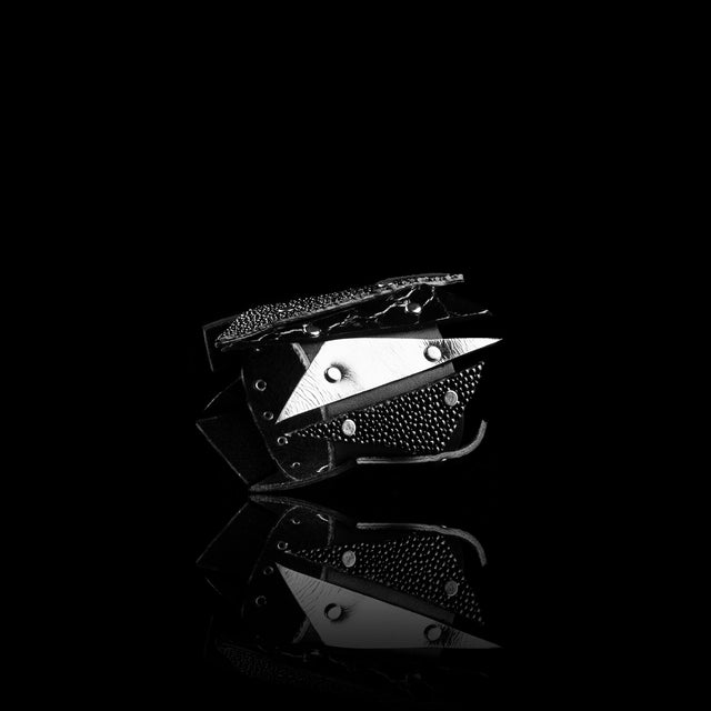 leather bracelet The obsidian blessing