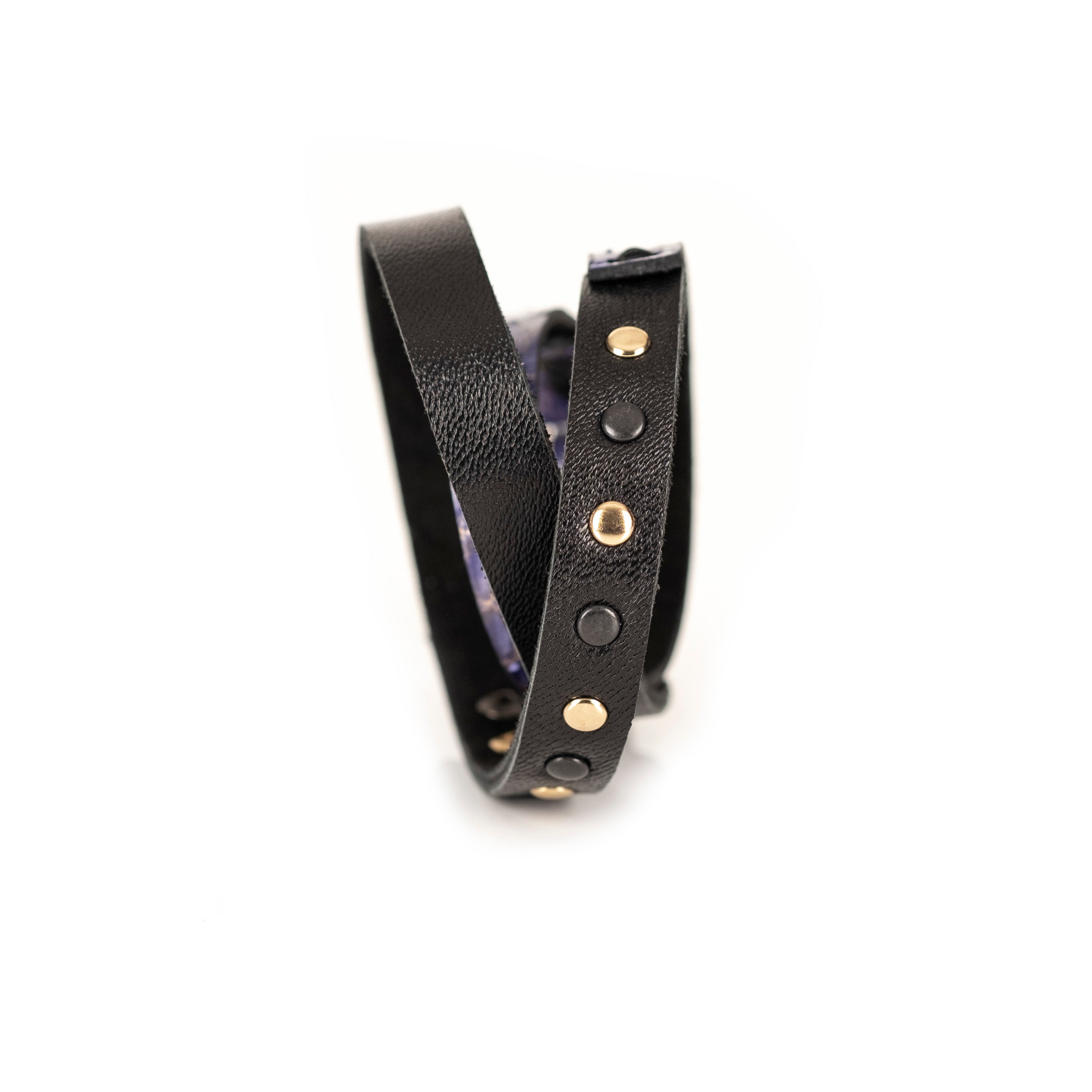 Purple python leather bracelet with rectangular crystal centerpiece, handmade exotic leather bracelet by THE DARK