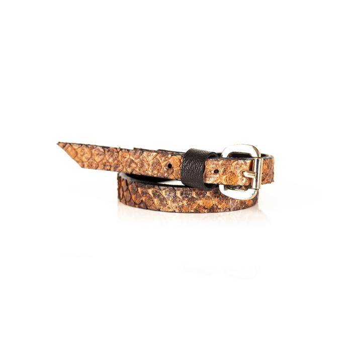 Rust python leather wrap bracelet with gold buckle closure, handmade exotic leather bracelet by THE DARK