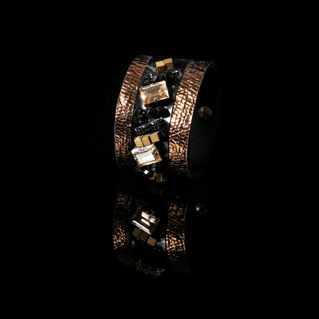 Leather bracelet new The Onyx Twist