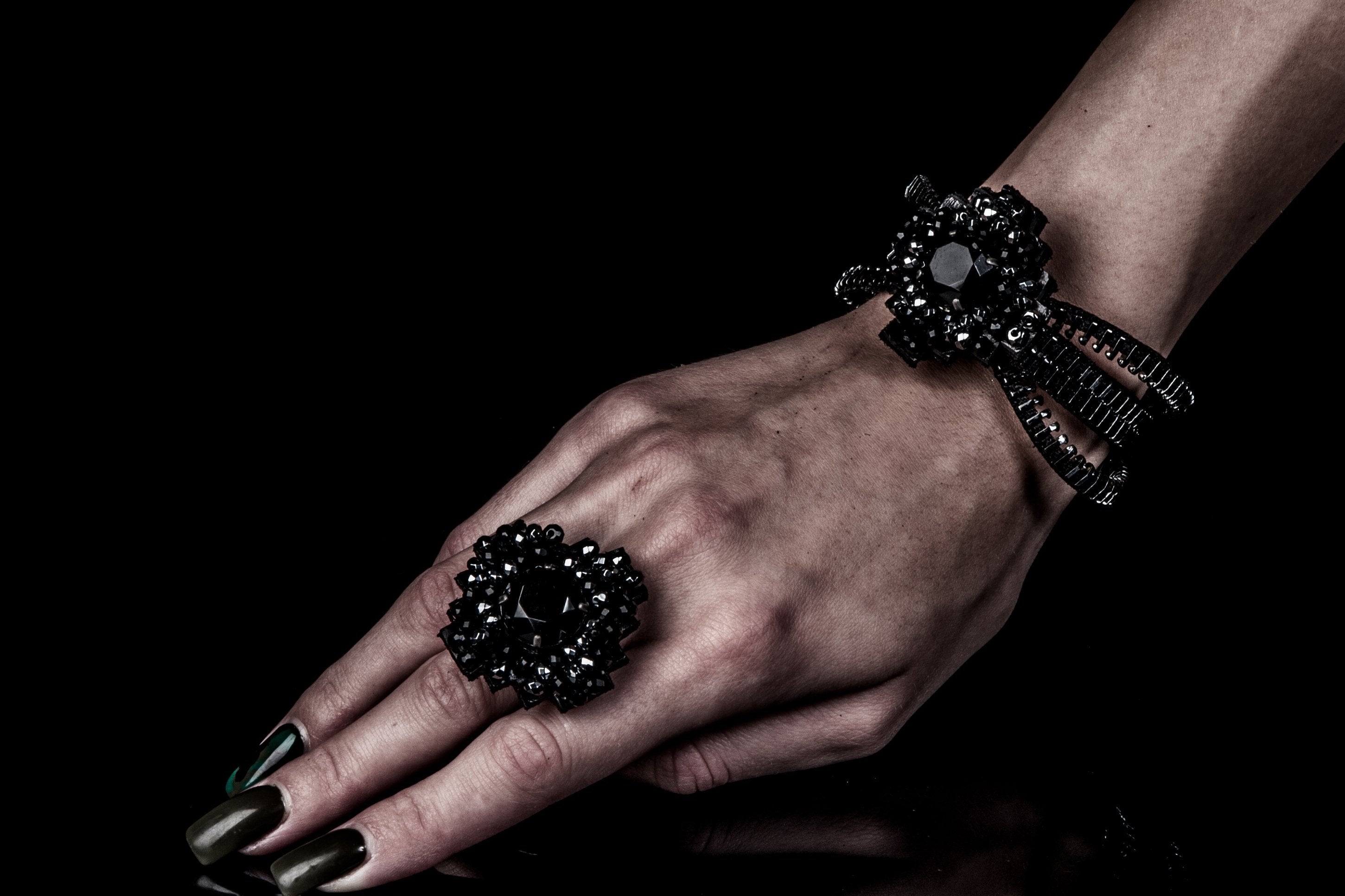 Leather bracelet new The Amethyst Petal